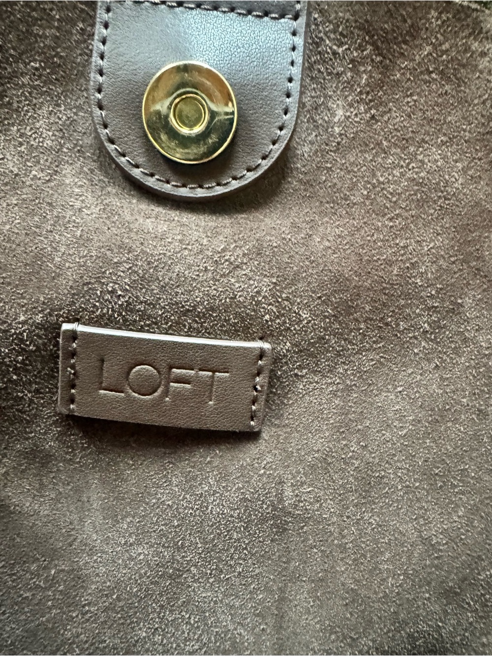 Brown Suede Leather-Trim Tote Bag - Picture 2 of 2